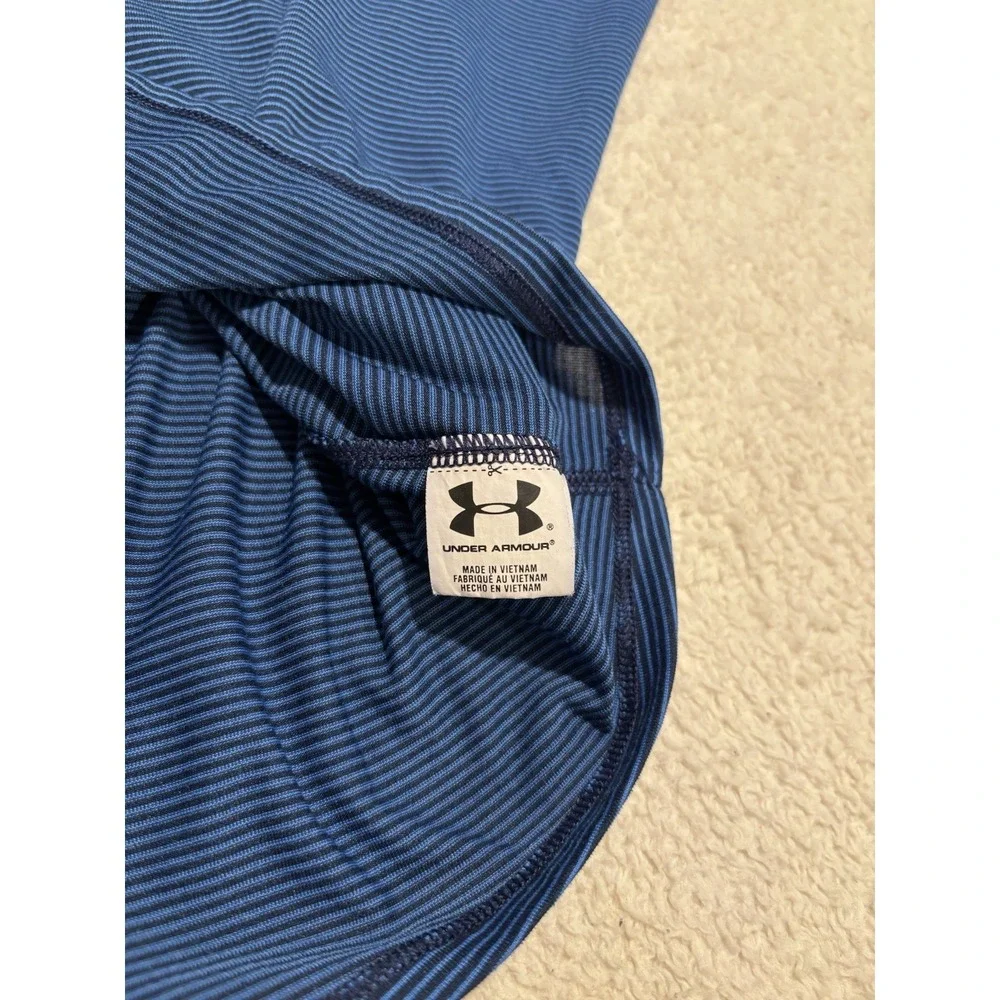 Under Armour Semi-Fitted 1/4 Zip Long Sleeve Striped Blue & Black Long Shirt XS